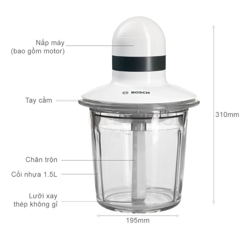 Máy xay thịt Bosch 1.5L MMR15A1 - Ảnh 3