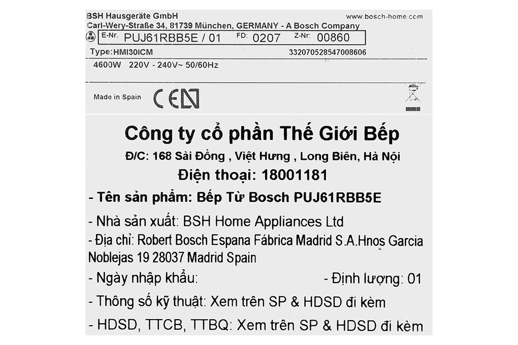 Bếp từ âm 3 vùng nấu Bosch PUJ61RBB5E Serie 4 - Ảnh 6