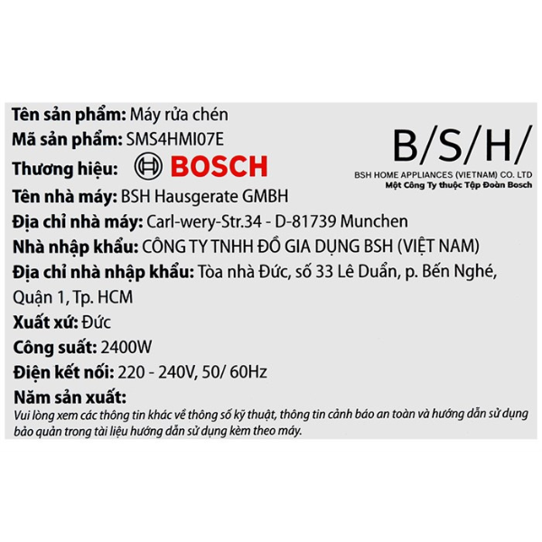 Máy rửa chén độc lập Bosch SMS4HMI07E Serie 4 -Sấy tăng cường - Ảnh 19