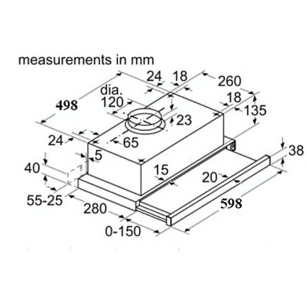 Máy hút mùi âm tủ Bosch DFT63CA61B Serie 2 - Khổ 60cm, màu đen - Ảnh 5