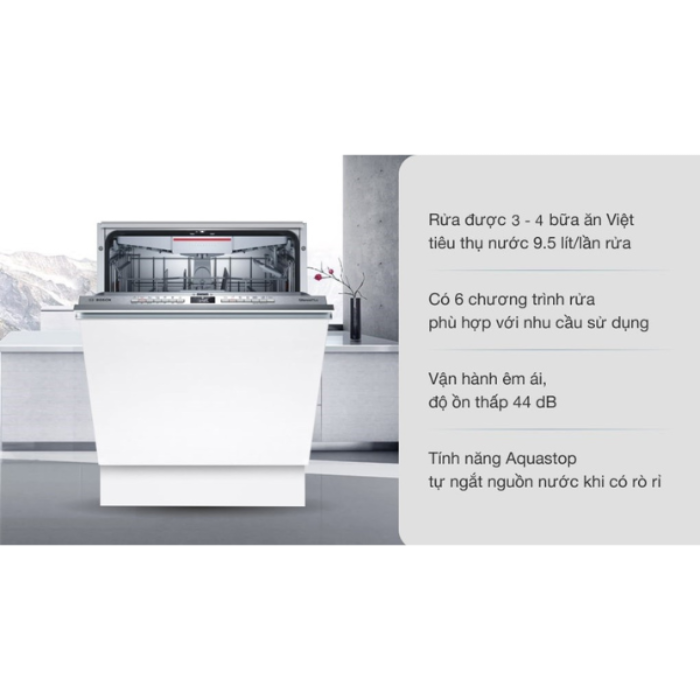 Máy rửa chén âm toàn phần Bosch SMV4ECX14E Serie 4 Hé cửa - Ảnh 7
