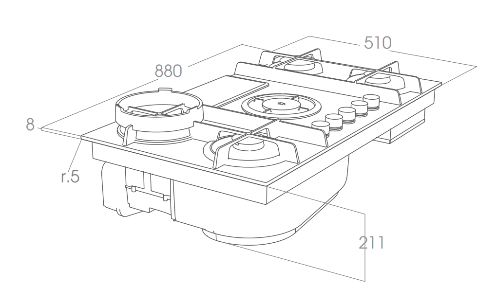 Bếp gas kết hợp hút mùi Elica NIKOLATESLA FLAME GR/A/88 - PRF0159642 (Kính trắng) - Ảnh 9