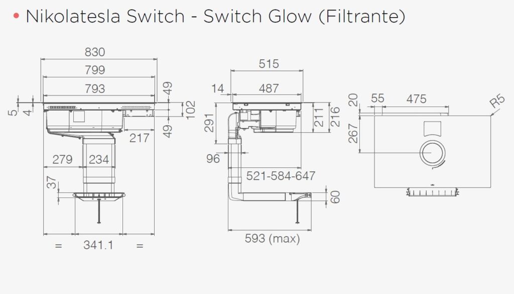 Bếp từ kết hợp hút mùi Elica NIKOLATESLA SWITCH GLOW BL/A/83 - Ảnh 6