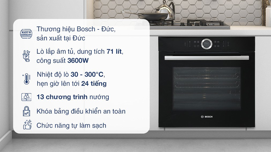 Lò nướng âm Bosch HBG634BB1B Serie 8, Ecoclean màu đen - Ảnh 16